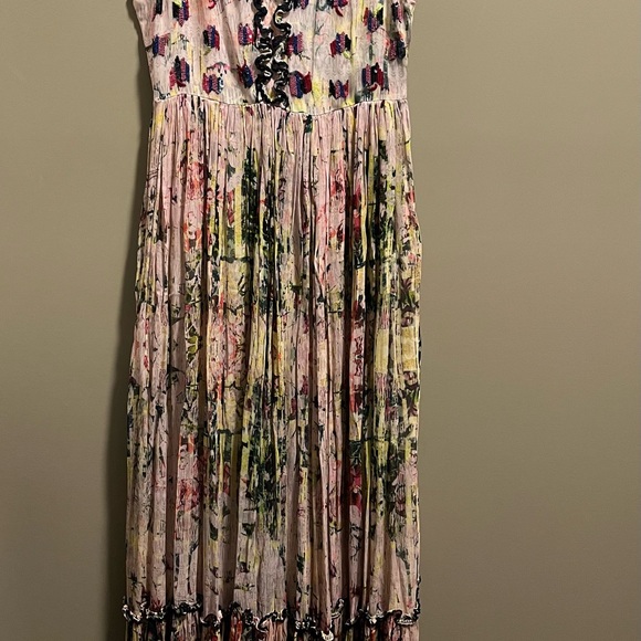 Anthropologie Bhanuni by Jyoti maxi sequin ruffle sleeveless dress size 0 xs - Picture 4 of 13